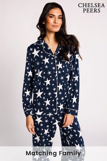 Chelsea Peers Blue Sparkle Star Button Up Pyjama Set (L35225) | £42