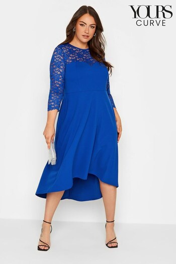 Yours Curve Blue London Lace High Low Dress (L36864) | £45