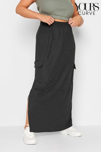 Yours Curve Black Maxi Cargo Skirt (L38688) | £24