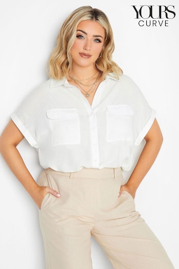 Yours Curve White Short Sleeve Utility Blouse (L40305) | £24