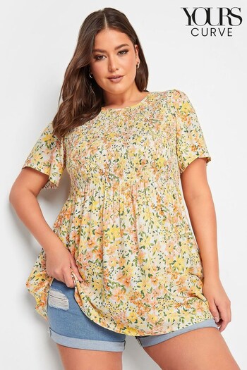 Yours Curve Yellow Shirred Top (L41132) | £27