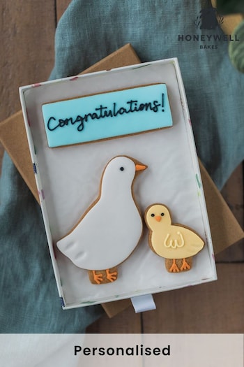 Personalised Baby Duck Biscuit Gift by Honeywell Bakes (L46489) | £18