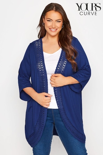 Yours Curve Blue Lace Front Kimono (L56260) | £26