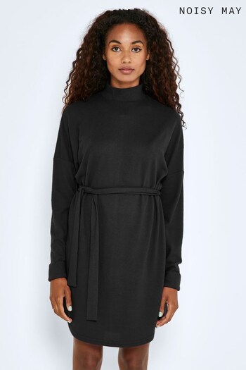 NOISY MAY Black High Neck Jumper Dress With Tie Waist (L60479) | £26