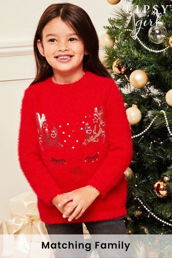 Lipsy Red Reindeer Mini Knitted t-shirts Jumper (L69839) | £22 - £24
