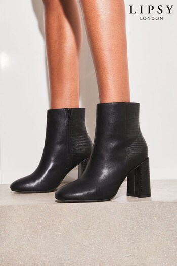 Lipsy Black Regular Fit Mid Block Heel Ankle Boot (L70151) | £52