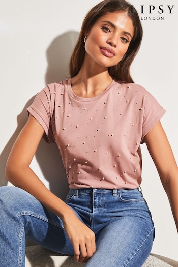Lipsy Pink Round Neck T-Shirt (L70547) | £25