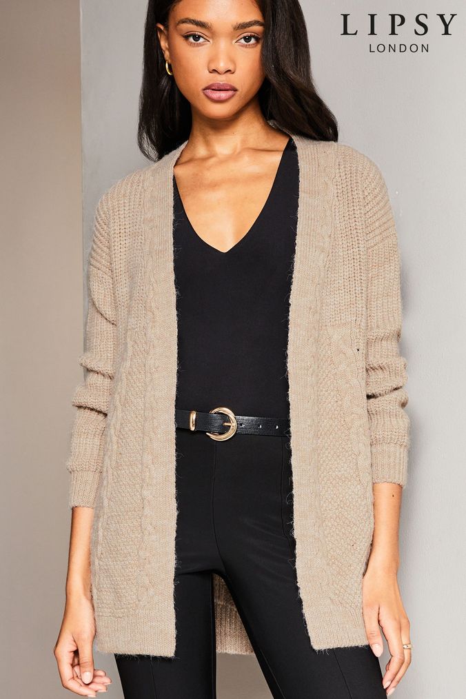 Lipsy Oatmeal Mixed Cable Cardigan (L71204) | £40