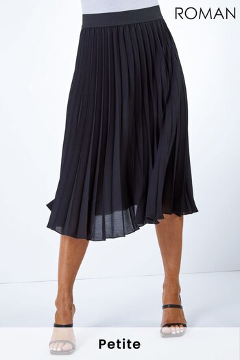 Roman Black Petite Pleated Midi Skirt (L80775) | £32