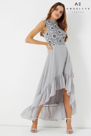 Angeleye Grey Embellished High Low Dress (L81858) | £80