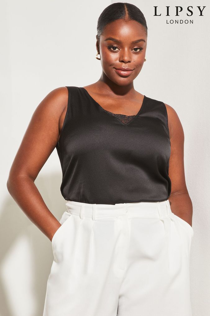Satin sleeveless shirt hot sale