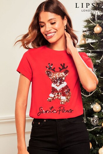Lipsy Red Christmas Round Neck T-Shirt (L84828) | £19