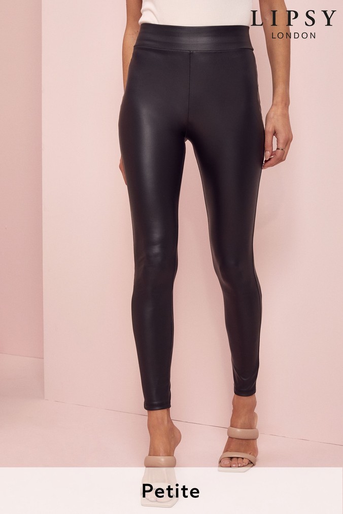 Lipsy Black Petite High Waist Leather Look Leggings (L86743) | £24