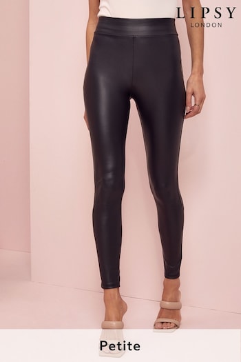 Lipsy Black Petite High Waist Leather Look Leggings (L86743) | £26