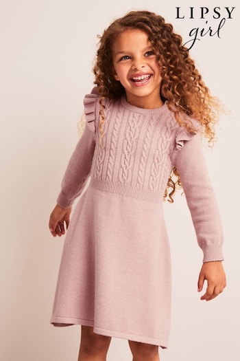 Lipsy Pink Mini Cable Knitted Dress High (L87020) | £30 - £32