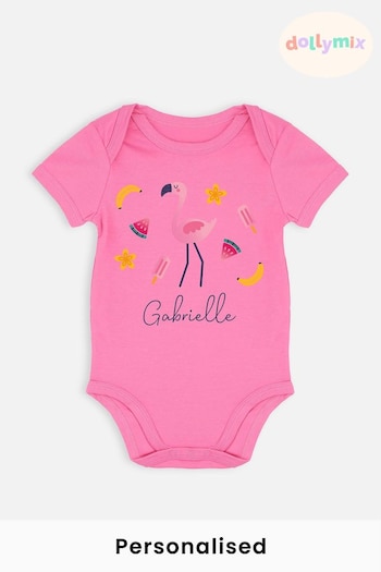 Personalised Flamingo Baby Bodysuit by Dollymix (L87455) | £14