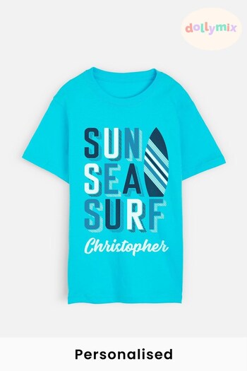 Personalised Sun Sea Surf T-Shirt by Dollymix (L87459) | £17
