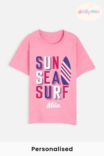 Personalised Sun Sea Surf T-Shirt by Dollymix (L87645) | £17