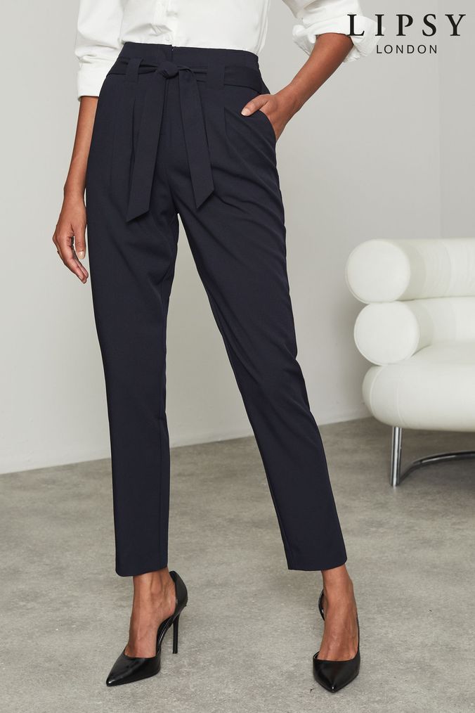 Black Belted Trousers by lesugiatelier on Sale