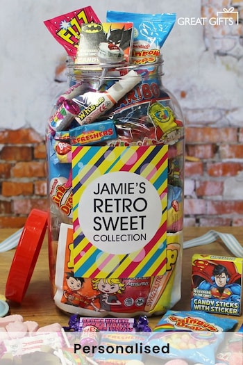 Personalised Retro Sweet Jar - Large by Great Gifts (L96593) | £25