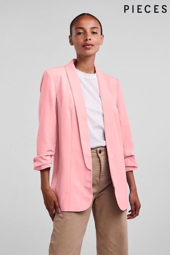 Pieces Pink Relaxed Ruched Sleeve Workwear Blazer (L97428) | £42