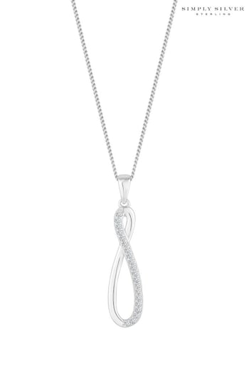 Simply Silver Silver Tone Infinity Cubic Zirconia Pendant Necklace (M00132) | £25