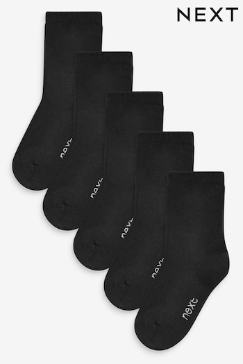 Black 5 Pack Cotton Rich Cushioned Sole glitch Socks (M01586) | £7 - £8