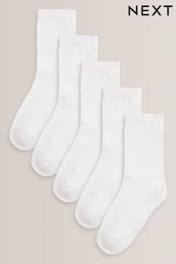 White 5 Pack Cotton Rich Cushioned Sole glitch Socks (M01594) | £7 - £8