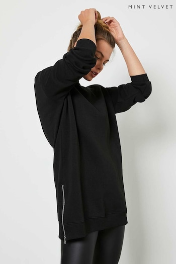 Mint Velvet Black Long Zip Sweatshirt (M01983) | £69