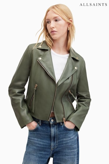 AllSaints Green Dalby Biker Jacket (M02980) | £319