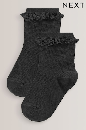 Black 2 Pack Cotton Rich Ruffle Ankle Socks (M03395) | £5.50 - £6.50