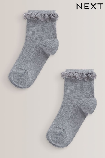 Grey 2 Pack Cotton Rich Ruffle Ankle Socks (M03396) | £4.50 - £5.50