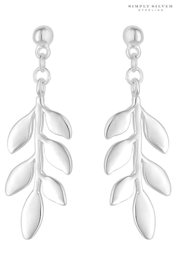 Simply Silver Sterling Silver Leaf Drop Earrings (M04626) | £32