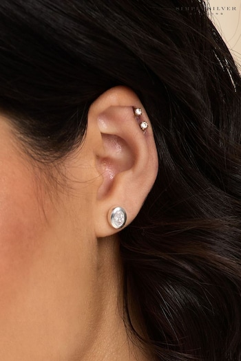 Simply Silver Silver Tone Cubic Zirconia Oval Earrings (M04642) | £30