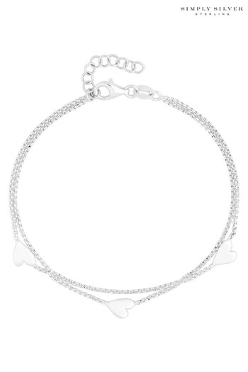Simply Silver Silver Tone Double Row Heart Bracelet (M04723) | £45