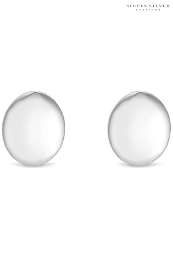 Simply Silver Silver Tone Oval Polished Stud Earrings (M04750) | £30