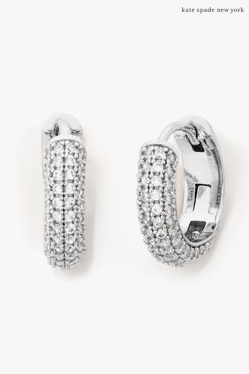 kate spade new york Silver Tone 'Brilliant Statements' Pave Huggie Earrings (M04955) | £50