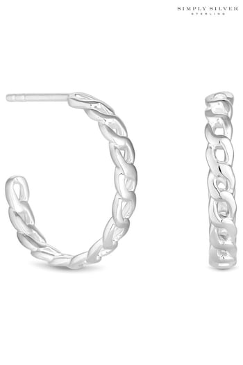 Simply Silver Silver Tone Chain Link Fine Hoop Earrings (M05115) | £35
