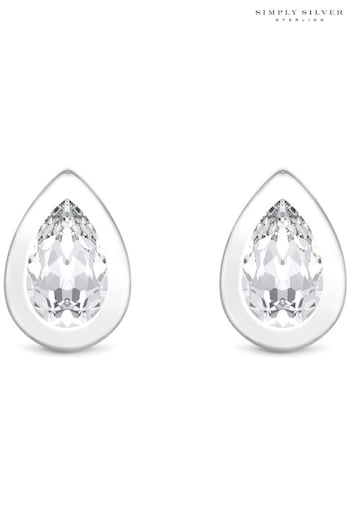 Simply Silver Silver Tone Cubic Zirconia Peardrop Stud Earrings (M05213) | £25