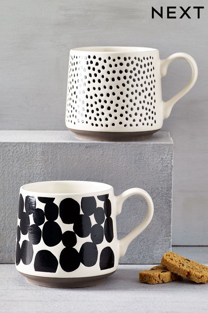 Monochrome Arlo Set of 2 Mugs (M05222) | £12