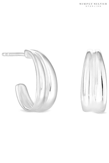 Simply Silver Silver Tone Concave Polished Hoop Earrings (M05557) | £30