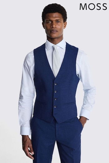 MOSS Slim Fit Blue Slub Suit Waistcoat (M05617) | £70