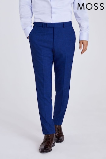 MOSS Slim Fit Blue Slub Suit: Trousers (M05618) | £70