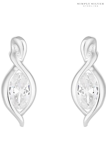 Simply Silver Silver Tone Cubic Zirconia Navette Earrings (M05698) | £30