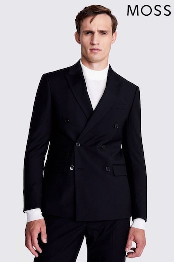 MOSS Black Slim Fit Double Breasted Stretch Suit (M06314) | £119