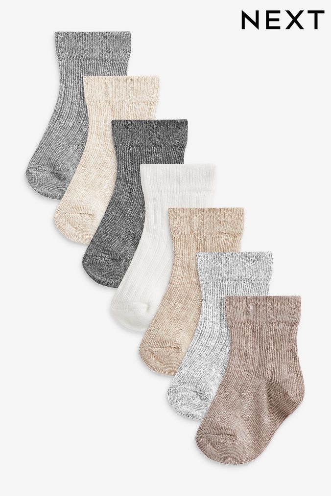 Monochrome 7 Pack Rib Socks (0mths-2yrs) (M06799) | £8