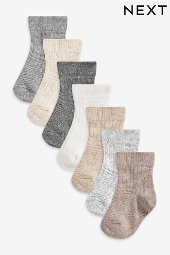 Monochrome 7 Pack Rib Baby Socks (0mths-2yrs) (M06799) | £8