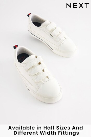 White Standard Fit (F) Strap Touch Fastening Shoes (M06873) | £16 - £23