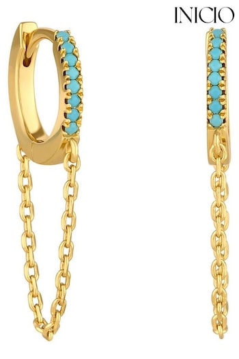 Inicio Gold Tone Chain Hoop Earrings (M07154) | £30