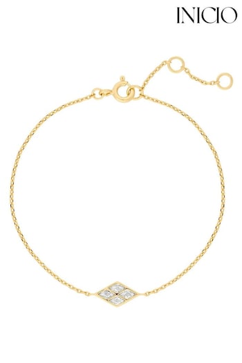 Inicio Gold Tone Gift Pouch Diamond Shape Cubic Zirconia Bracelet (M07262) | £25